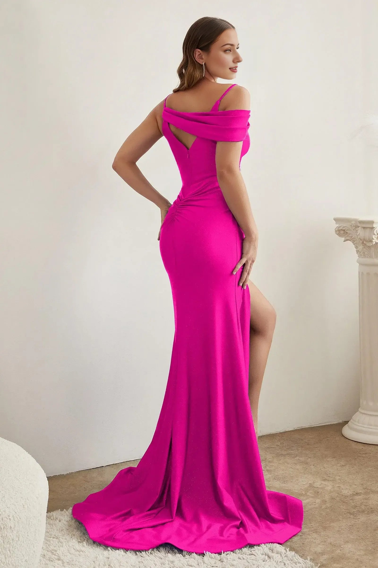 Weitese Dress Spaghetti Straps Luxury Sleeveless Formal Dress Mermaid Full Length Backless Prom Dress With Slit